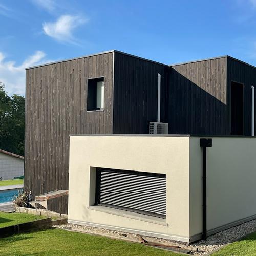 Rénovation bardage bois et mur crépi villa La Brède (33)